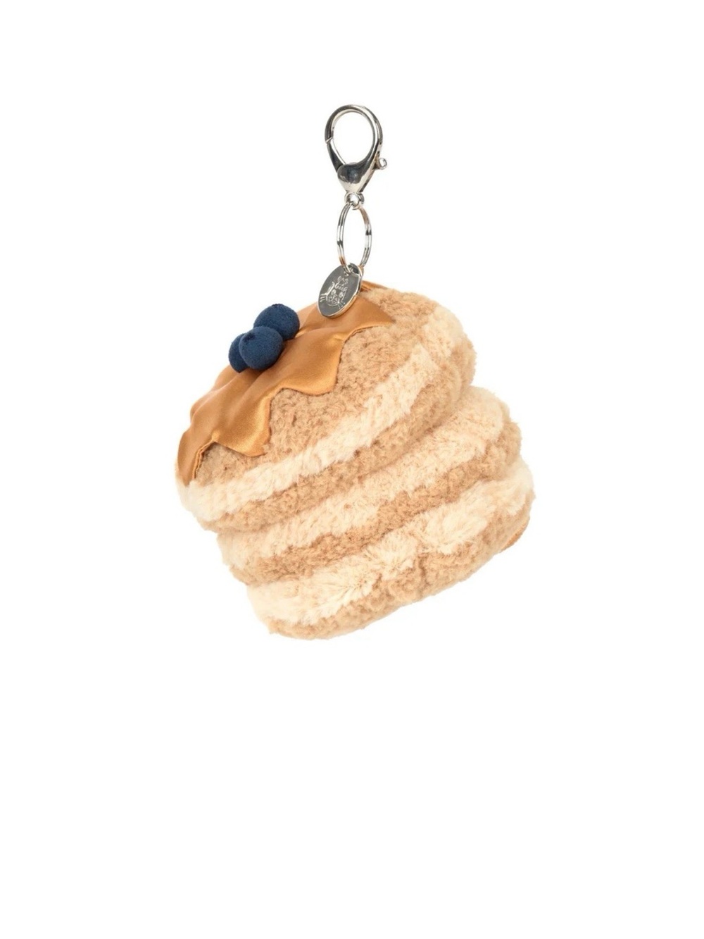 Jellycat Cream and Brown Pancake Plush Key & Card Holder with Blue Accent - Picture 3 of 8